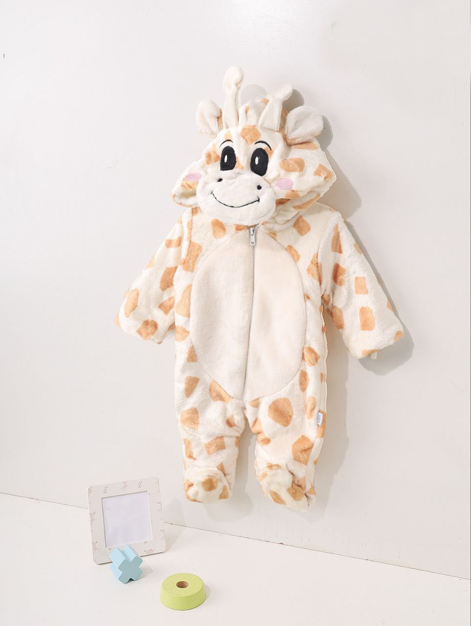 Baby Giraffe Fleece Onesie – Cream & Beige