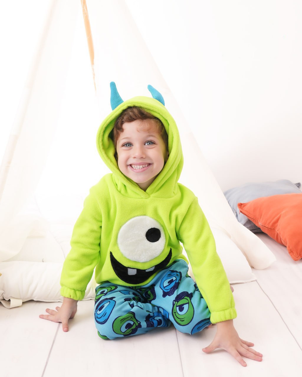 Boys’ Monster Fleece Pajama Set – Green & Blue