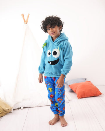 Boys’ Monster Fleece Pajama Set – Blue