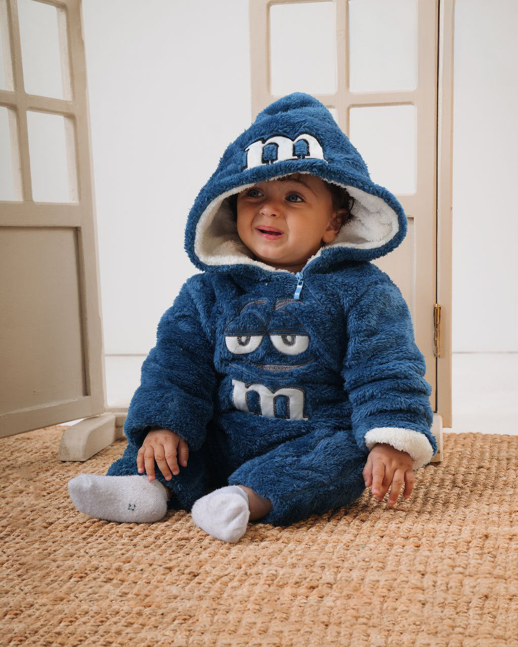 Blue Fleece Hooded Suit with M&M Cartoon
