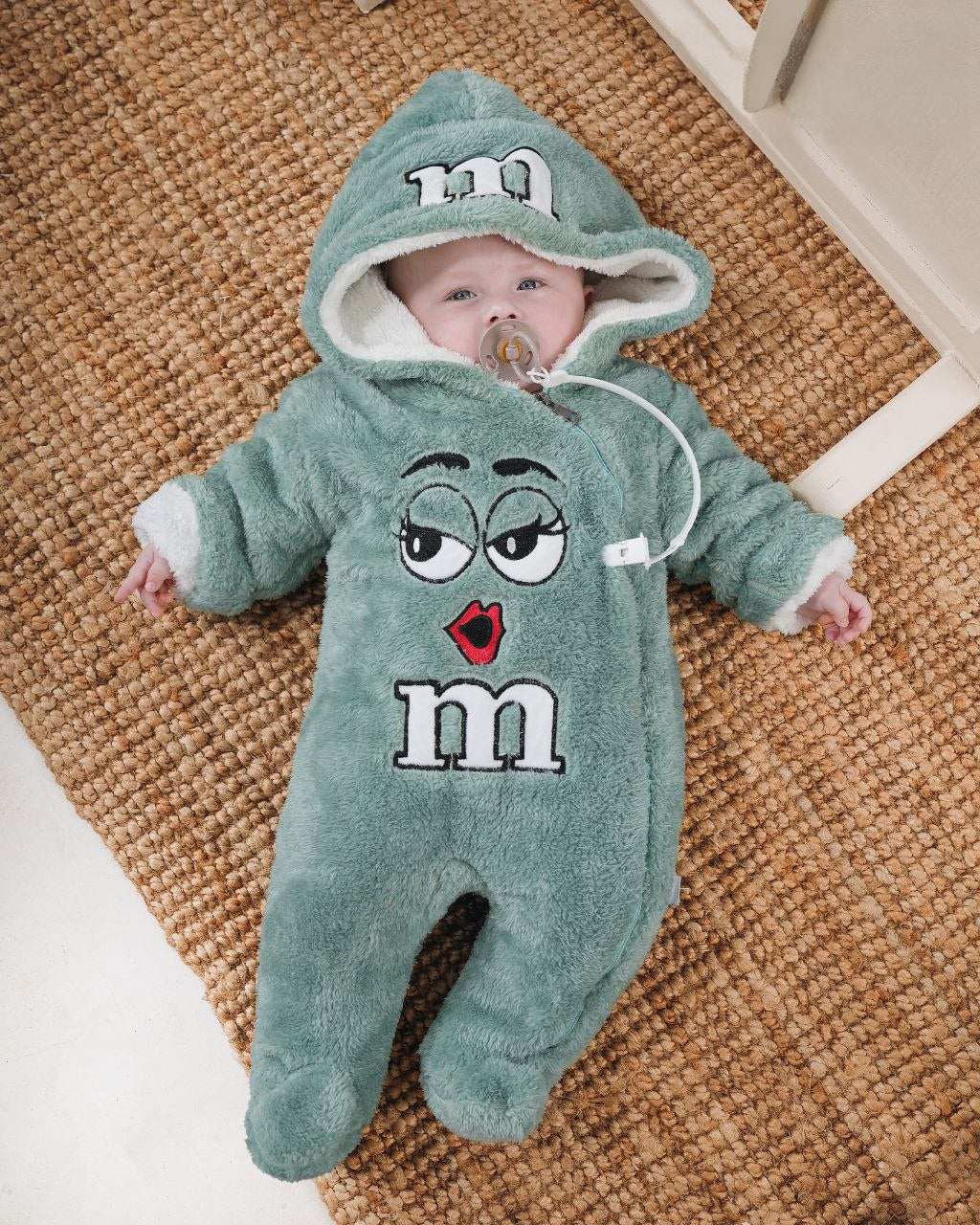 Mint Fleece Hooded Suit with M&M Cartoon