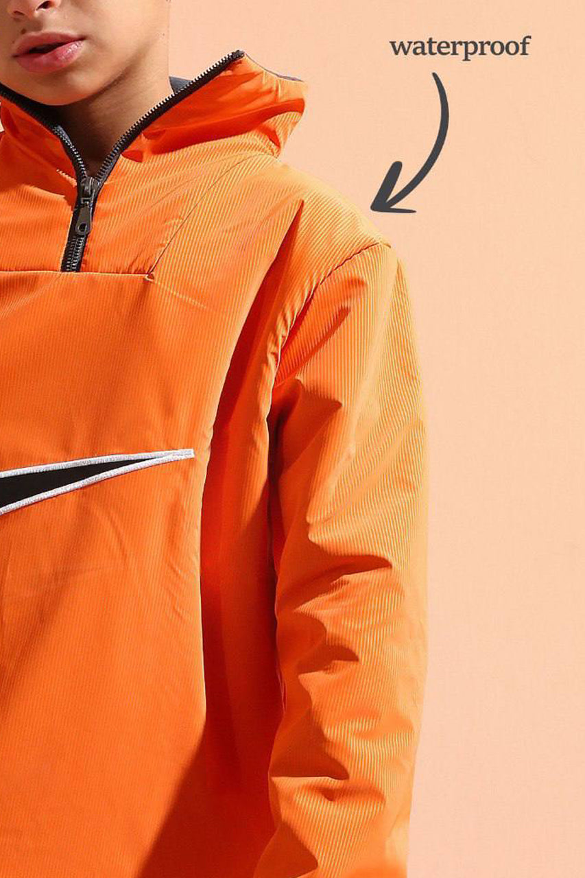 Boys Sporty Tracksuit Set – Orange Jacket & Black Cargo Pants k