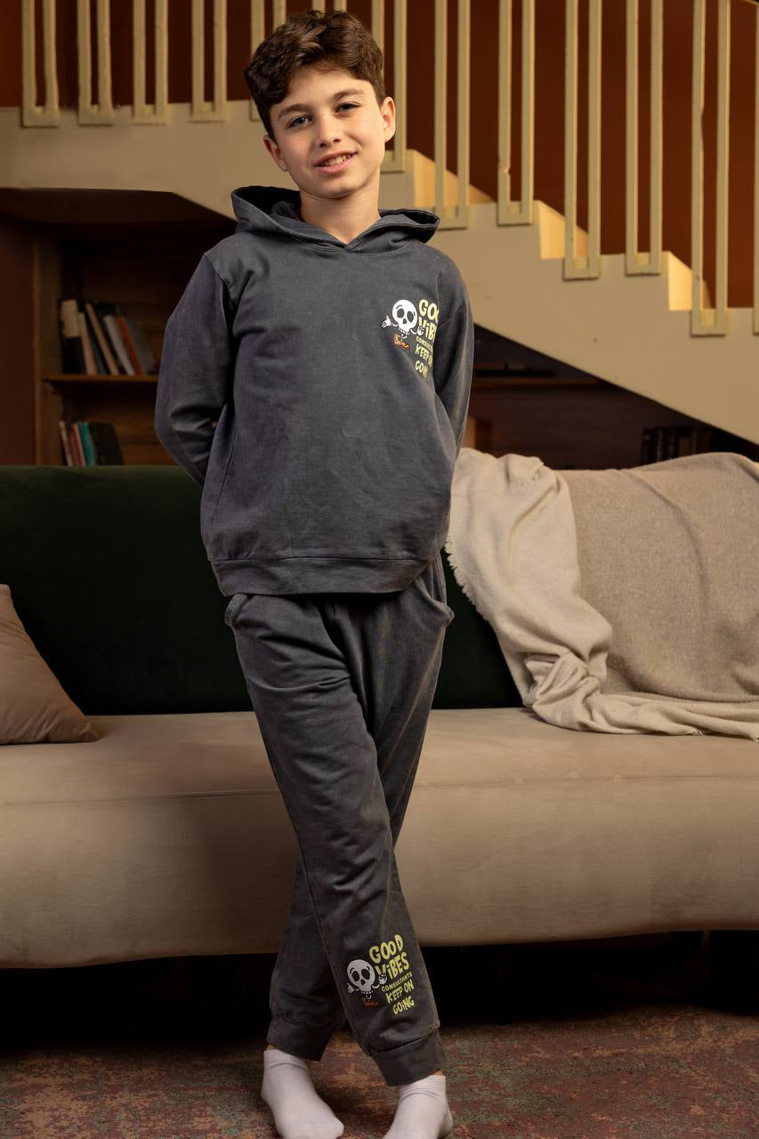Charcoal Stone-Wash Tracksuit - Summer Melton