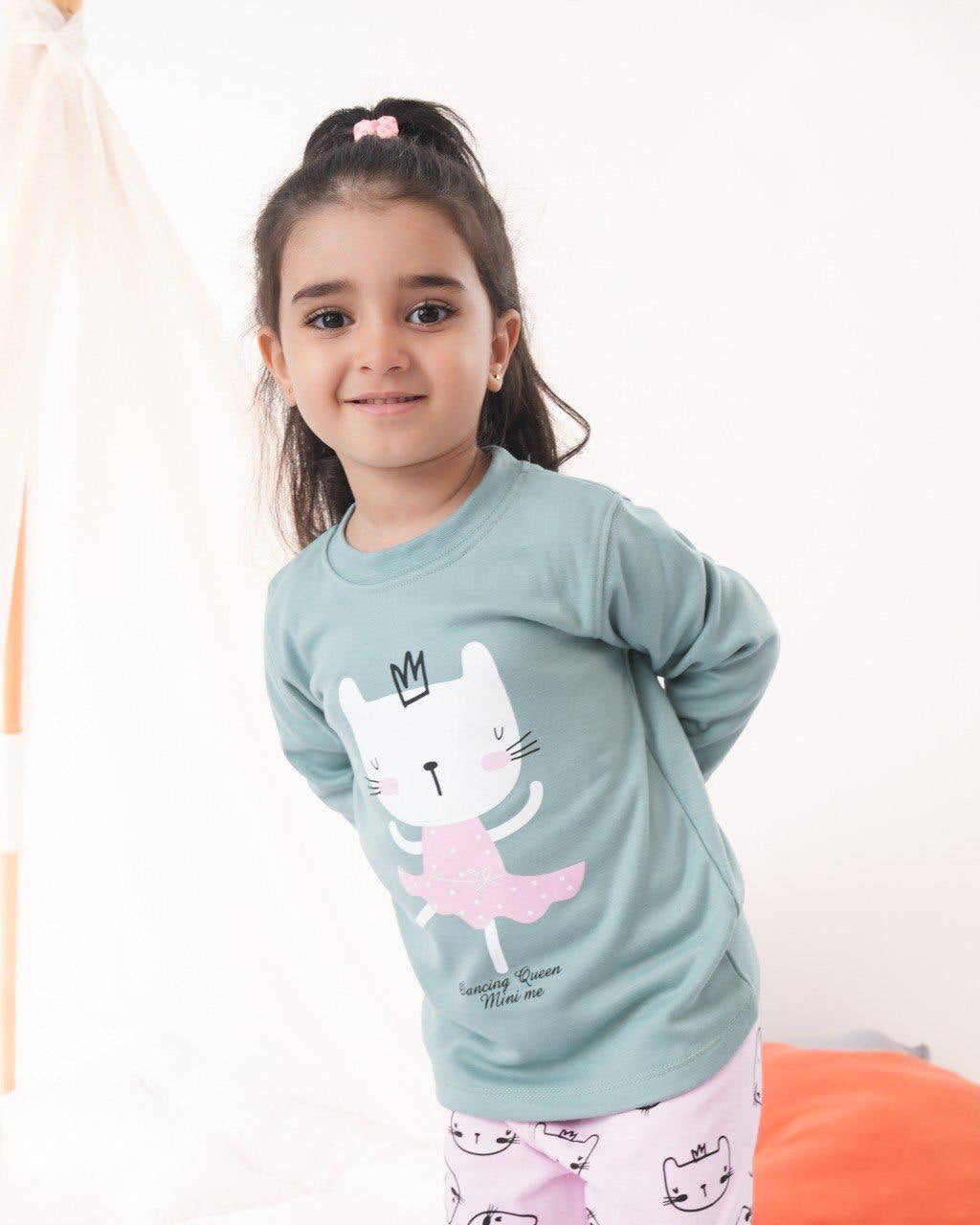 Bunny Princess cotton Pajama – Mint & Pink