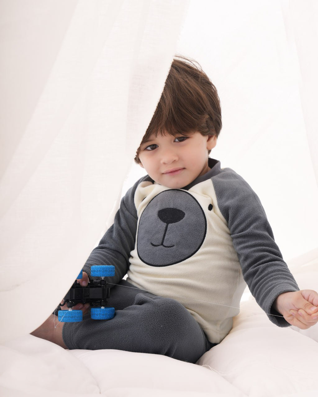 Kids Fleece Pajama Set – Cozy Bear Face Print Sleepwear