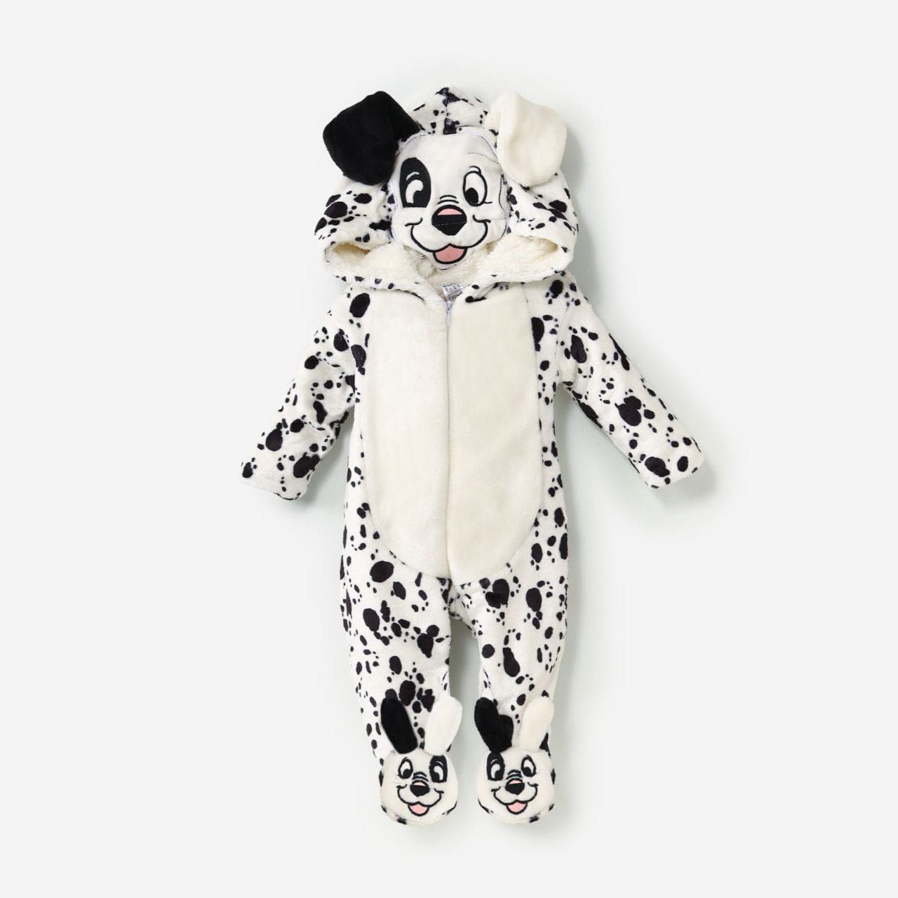 Dalmatian Baby Winter Romper – Cozy Fleece Hooded Suit