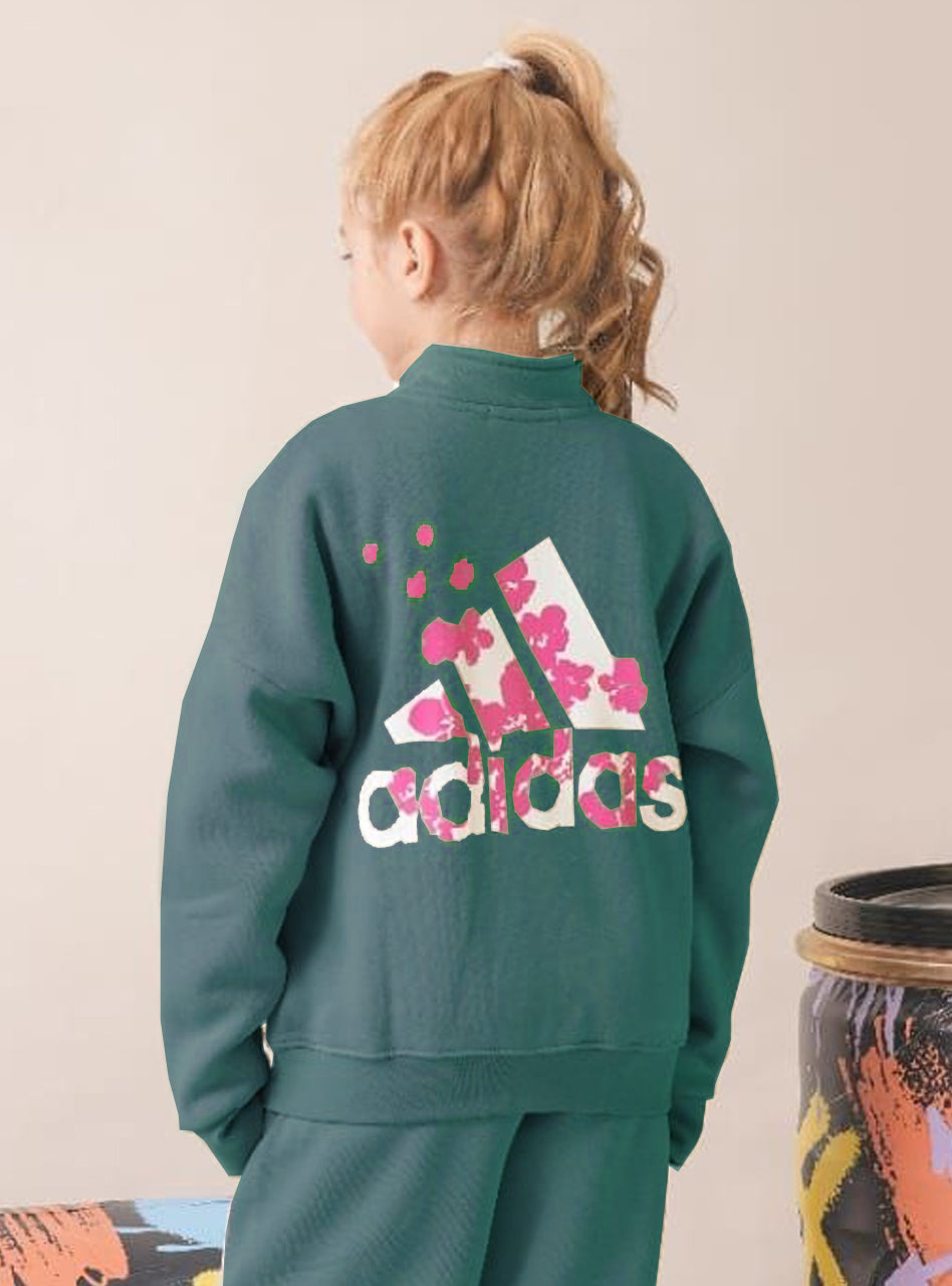 Kids green sport tracksuit with floral back print - Kikidoo Kids Egypt
