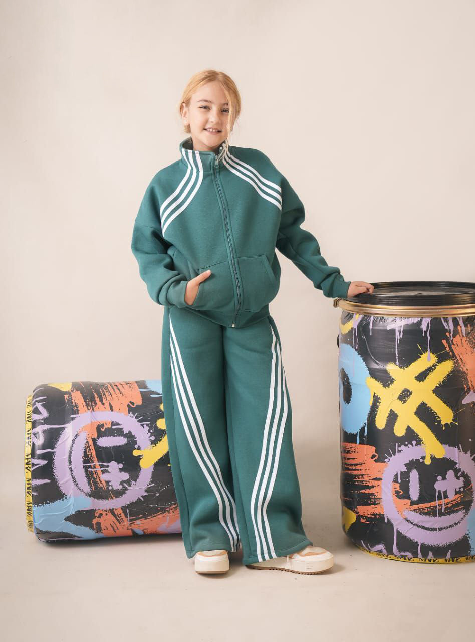 Kids green sport tracksuit with floral back print - Kikidoo Kids Egypt