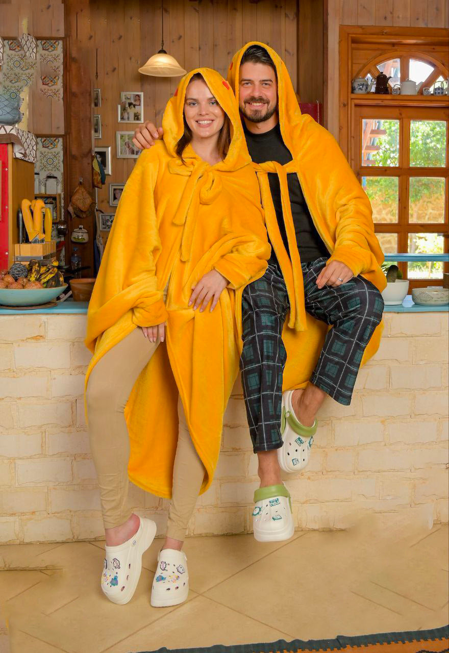 Couple Cozy Hooded Blanket – Cute Character Design