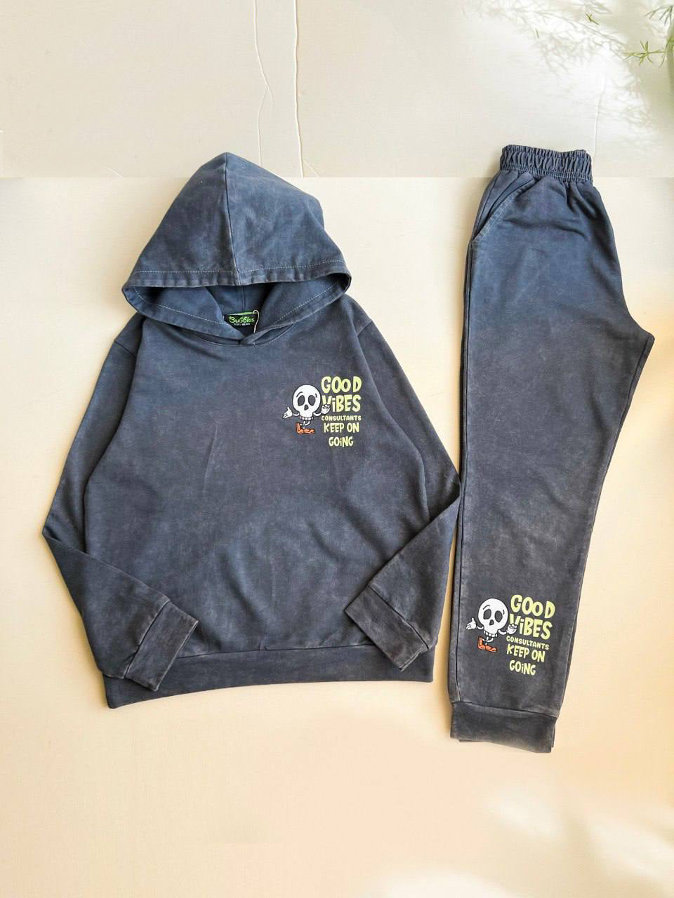 Charcoal Stone-Wash Tracksuit - Summer Melton