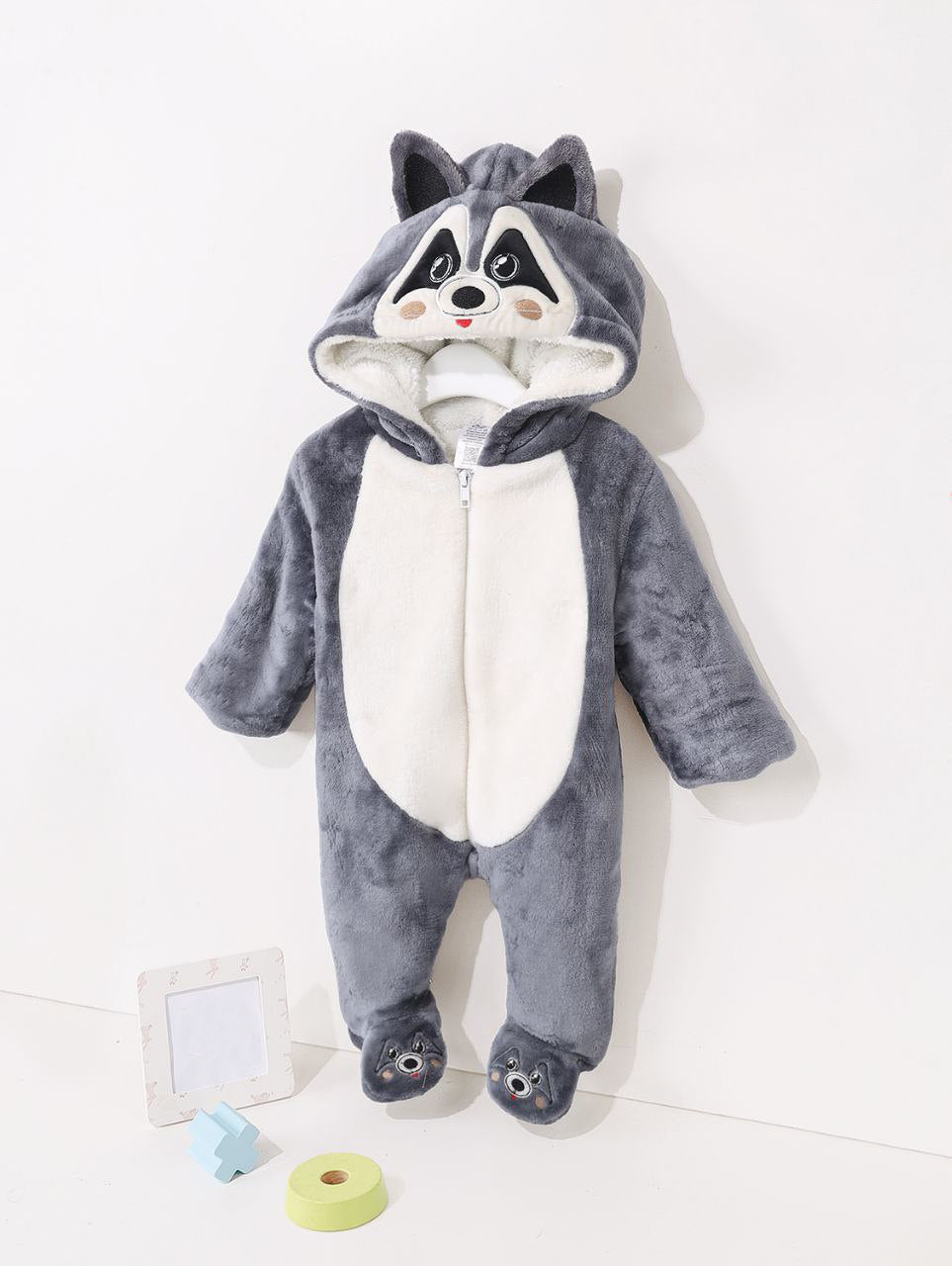 Raccoon Fleece Design _Snug & Playful Baby Romper