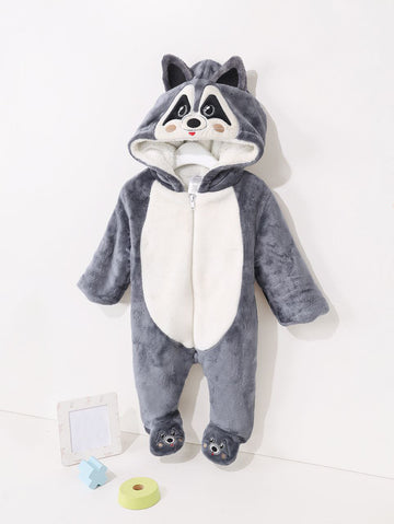 Raccoon Fleece Design _Snug & Playful Baby Romper