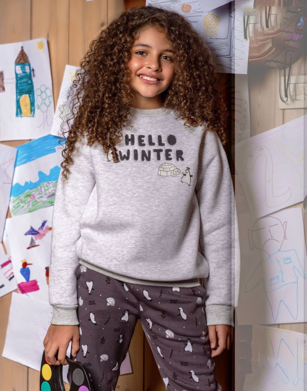 Hello Winter Pajama – Cozy Girls’ Polar Bear Set