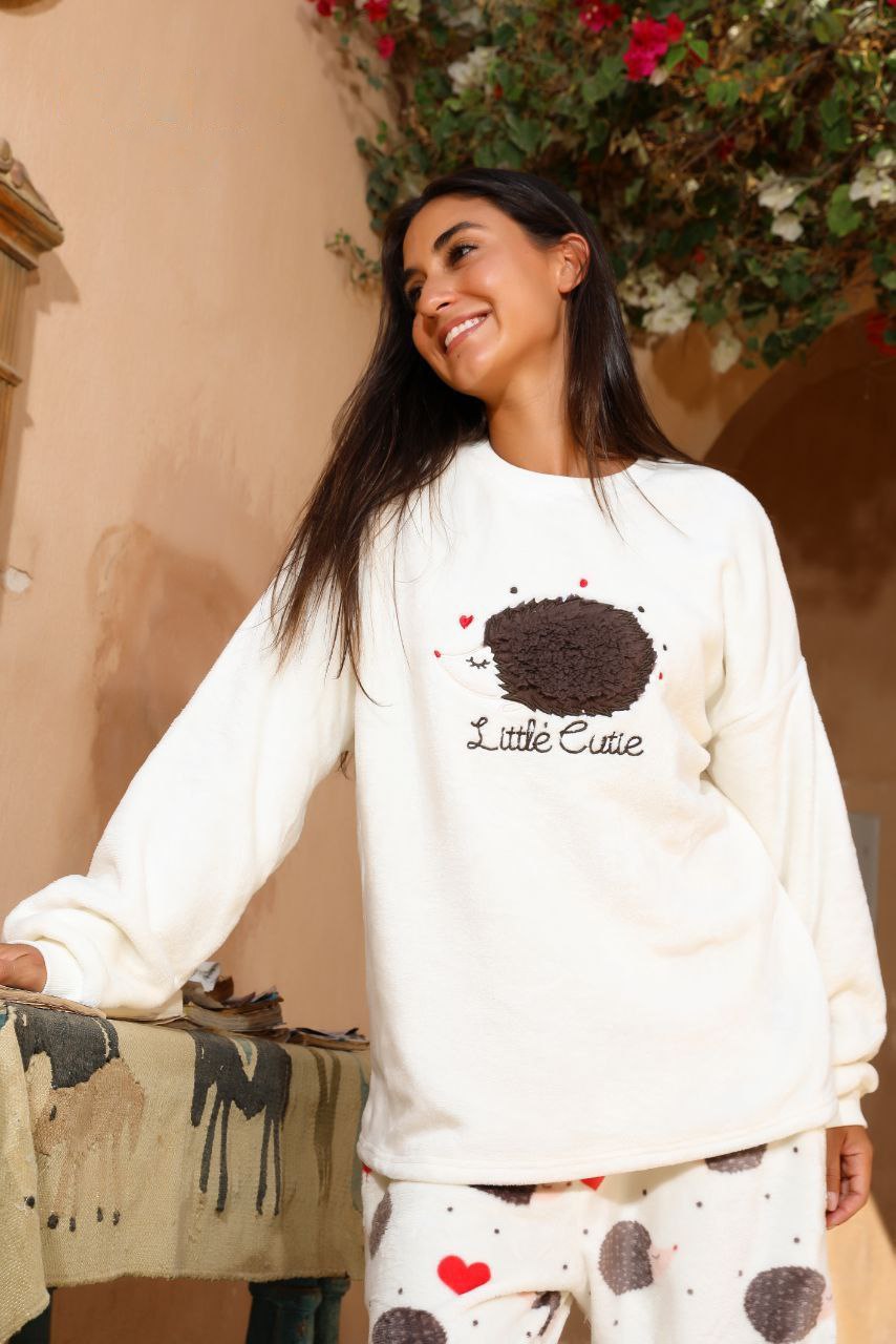 Little Cutie Cream Winter Pajama Set – Soft, Cozy & Adorably Warm