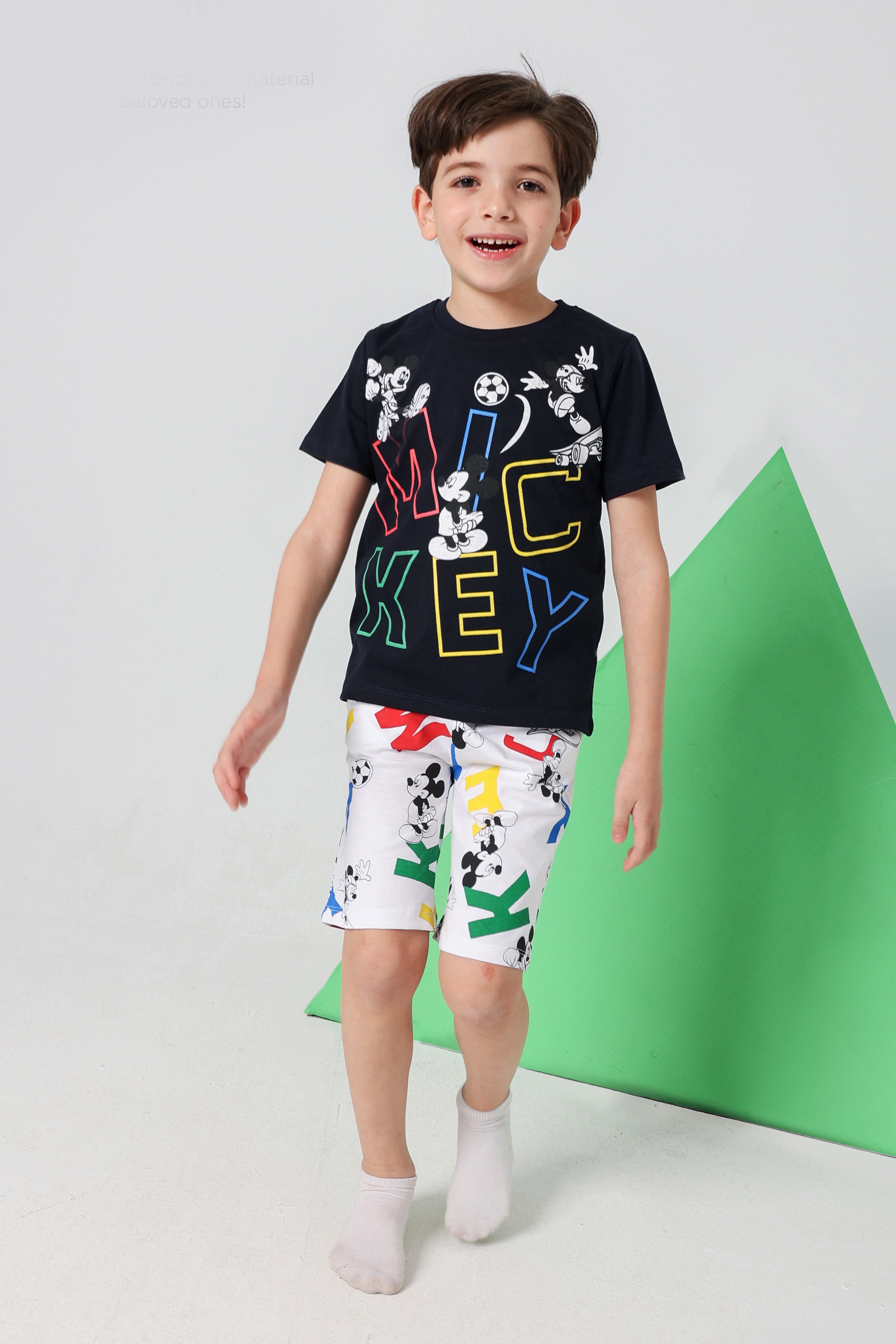 Boys Mickey Graphic Pajama Set – Colorful Summer pajama