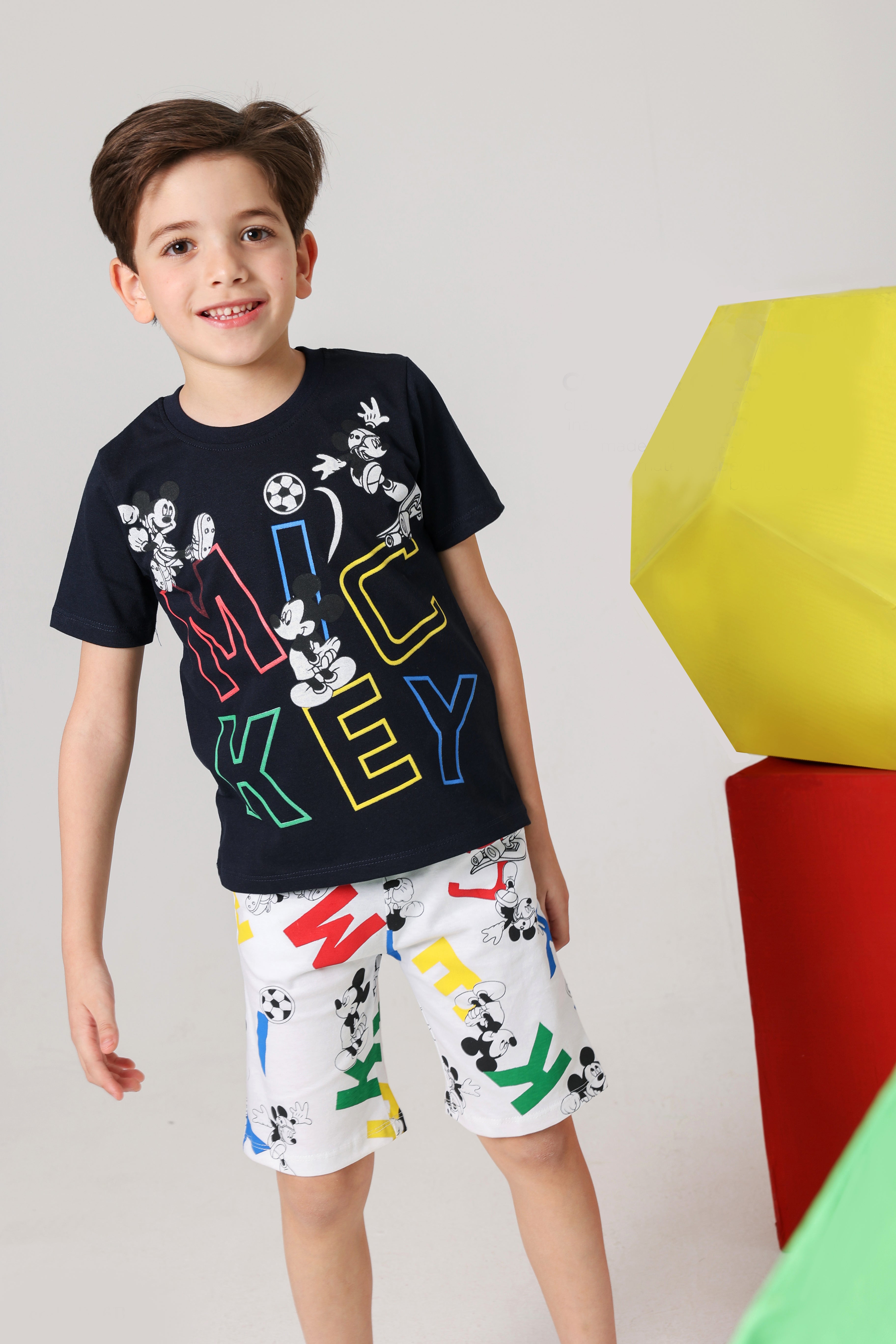 Boys Mickey Graphic Pajama Set – Colorful Summer pajama