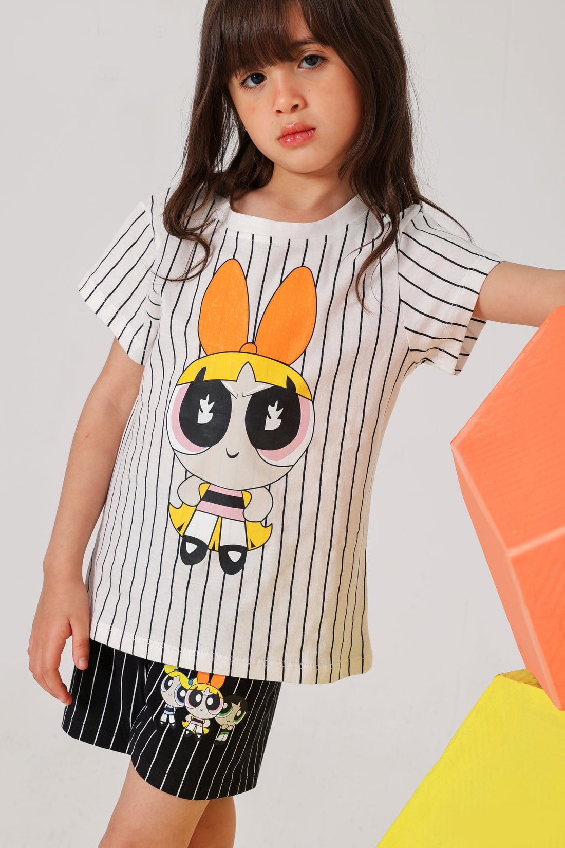 Girls cartoon print striped summer pajama set - Kikidoo Kids Egypt