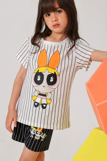 Girls cartoon print striped summer pajama set - Kikidoo Kids Egypt