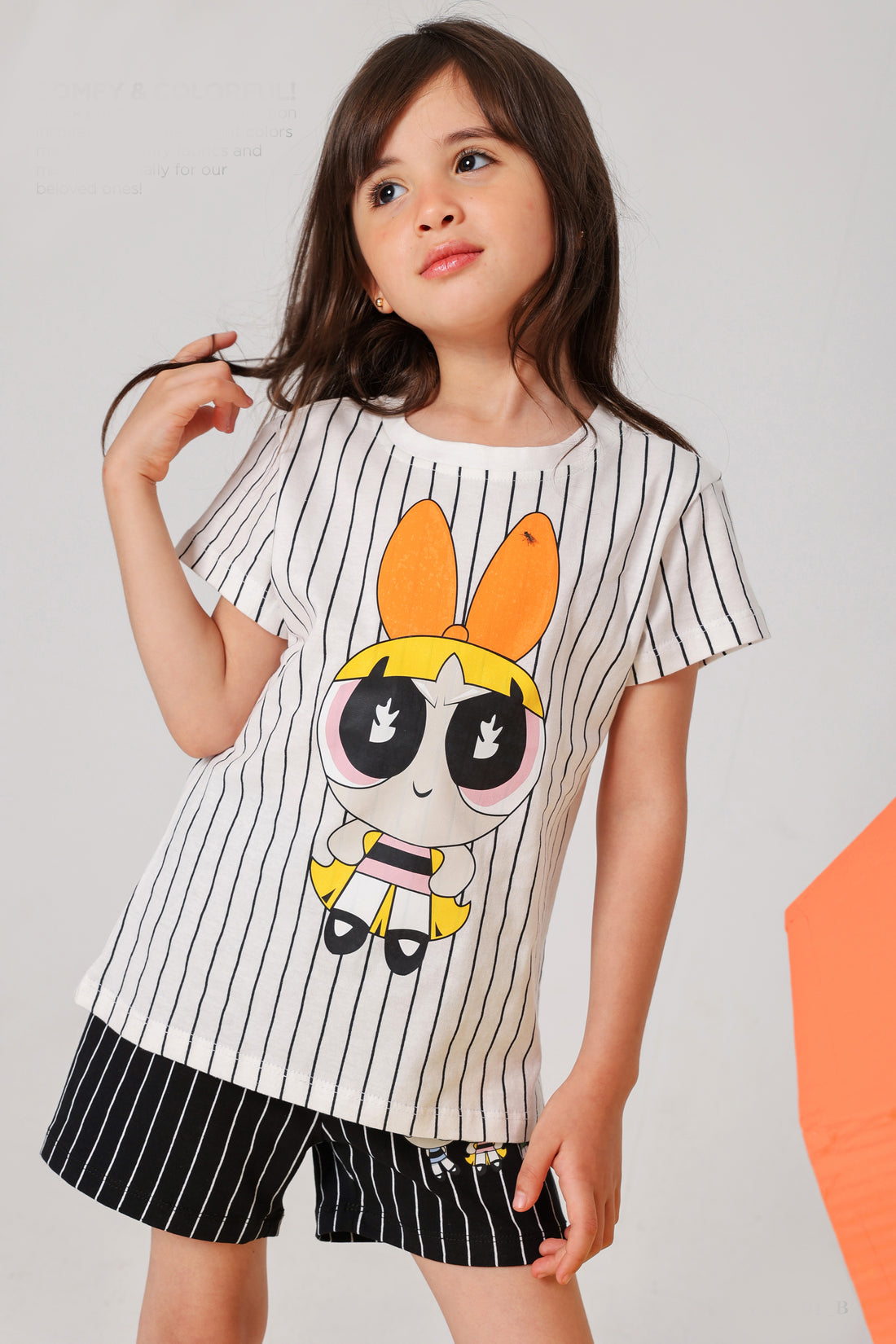 Girls cartoon print striped summer pajama set - Kikidoo Kids Egypt