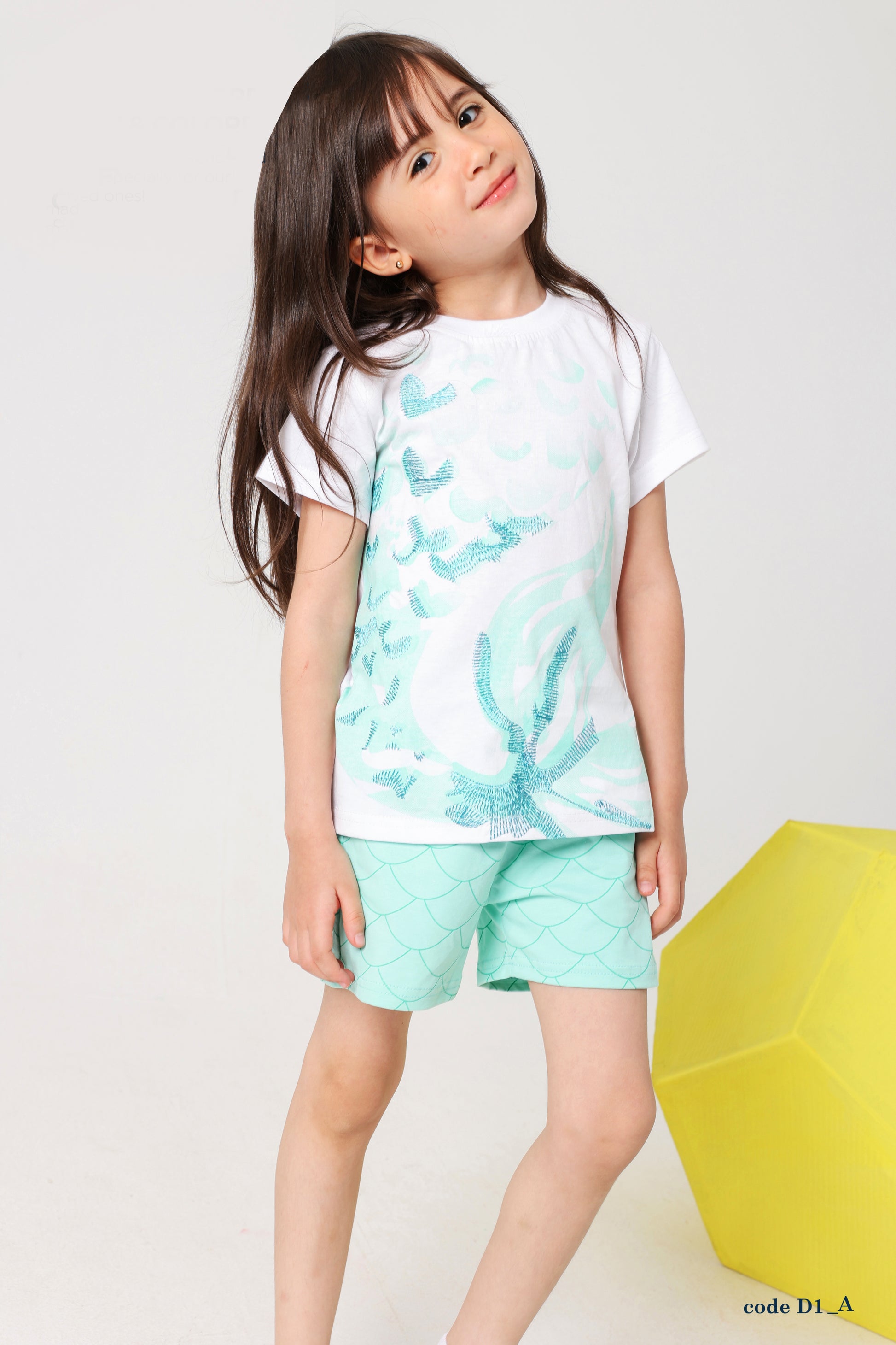 Girls sea print fresh summer pajama set - Kikidoo Kids Egypt