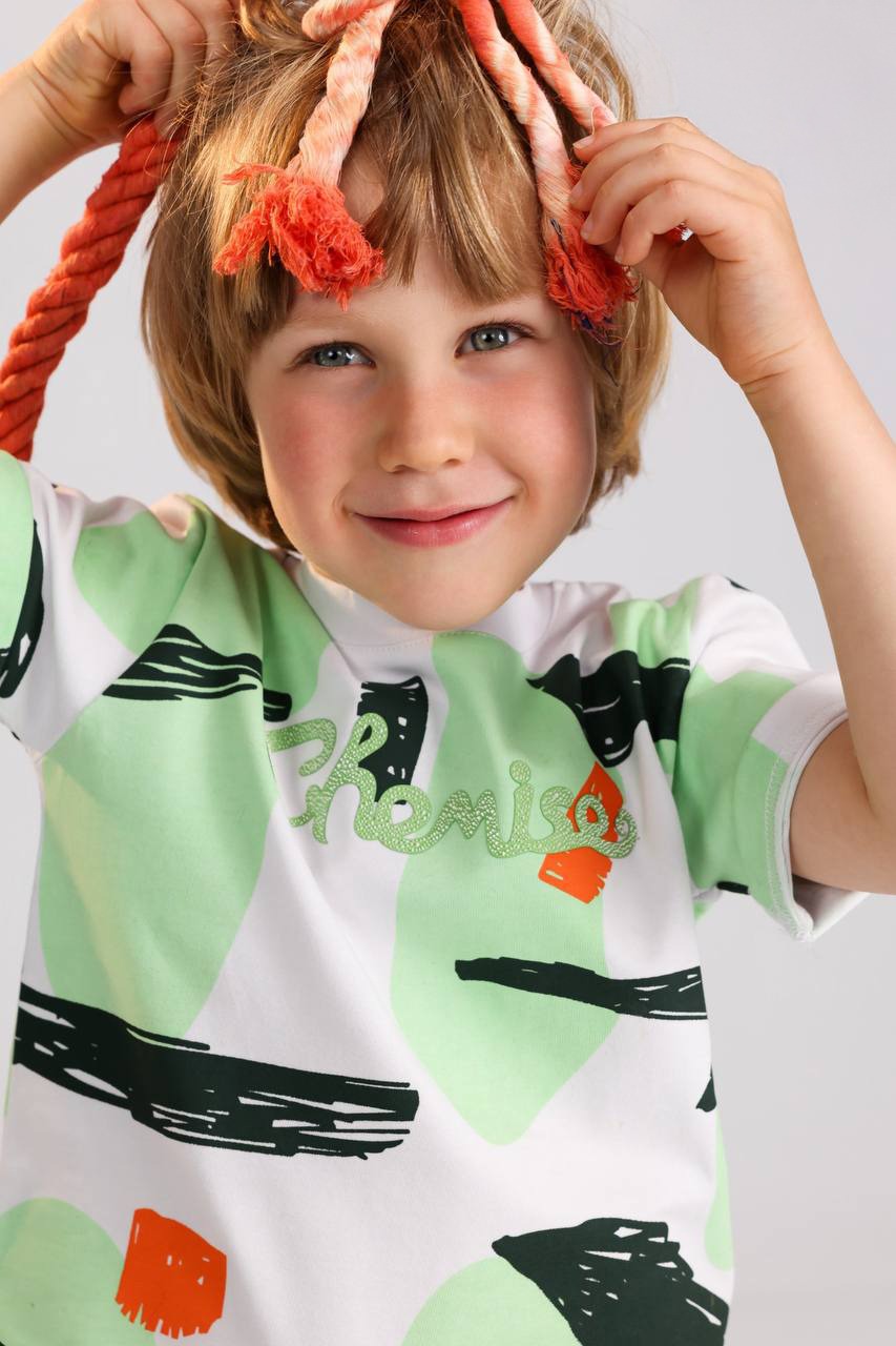 Boys Abstract Print Summer Set – Graphic T-Shirt & Shorts