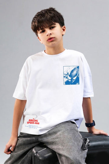 Spider-Man Kids T-Shirt – White Graphic Superhero Tee