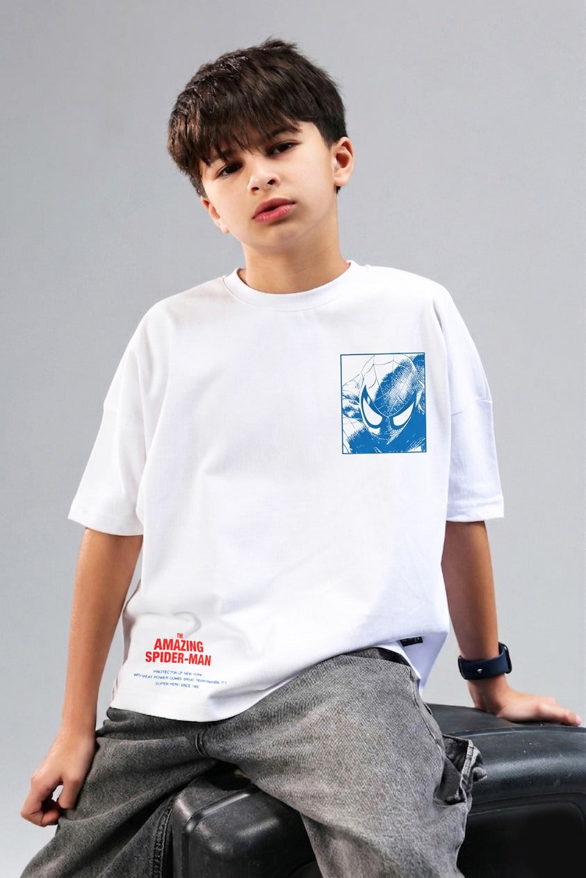 Spider-Man Kids T-Shirt – White Graphic Superhero Tee