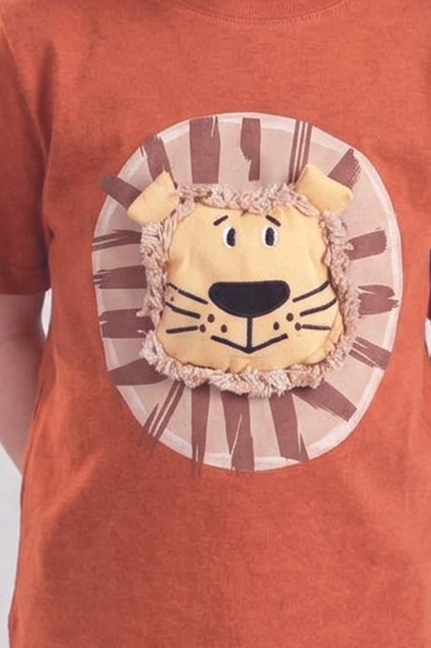 Kids Lion Graphic Summer Set _ T-Shirt & Black Shorts