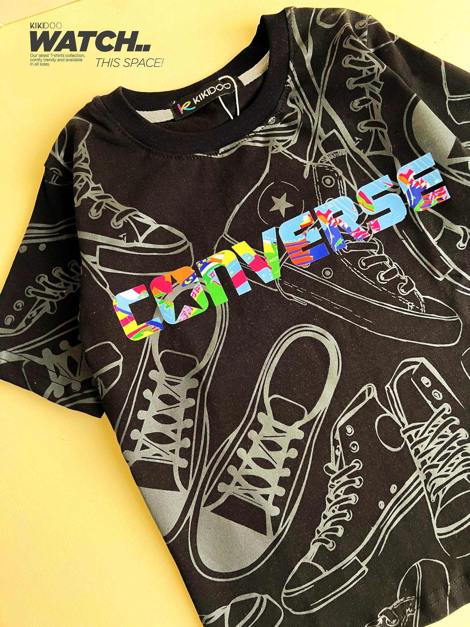 Boys’ Converse Graphic Sports Set – Grey Tee & Black Shorts for Basketball & Play