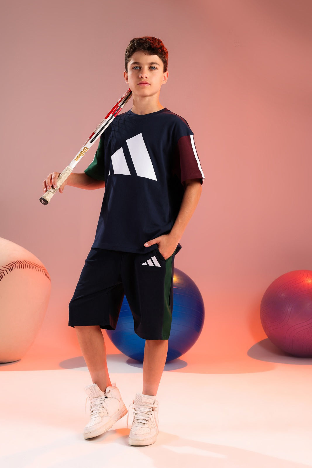 Kids Navy Sports Set | Color Block T-Shirt & Shorts | Activewear for Boys
