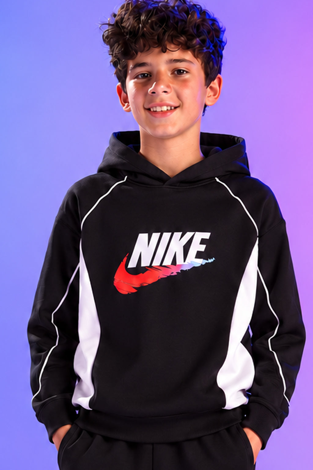 Boys’ Nike Sporty Black & White Tracksuit Set