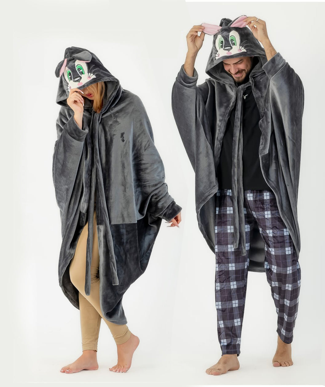 Cute Bunny Hooded Blanket – Soft Fleece Wearable Blanket