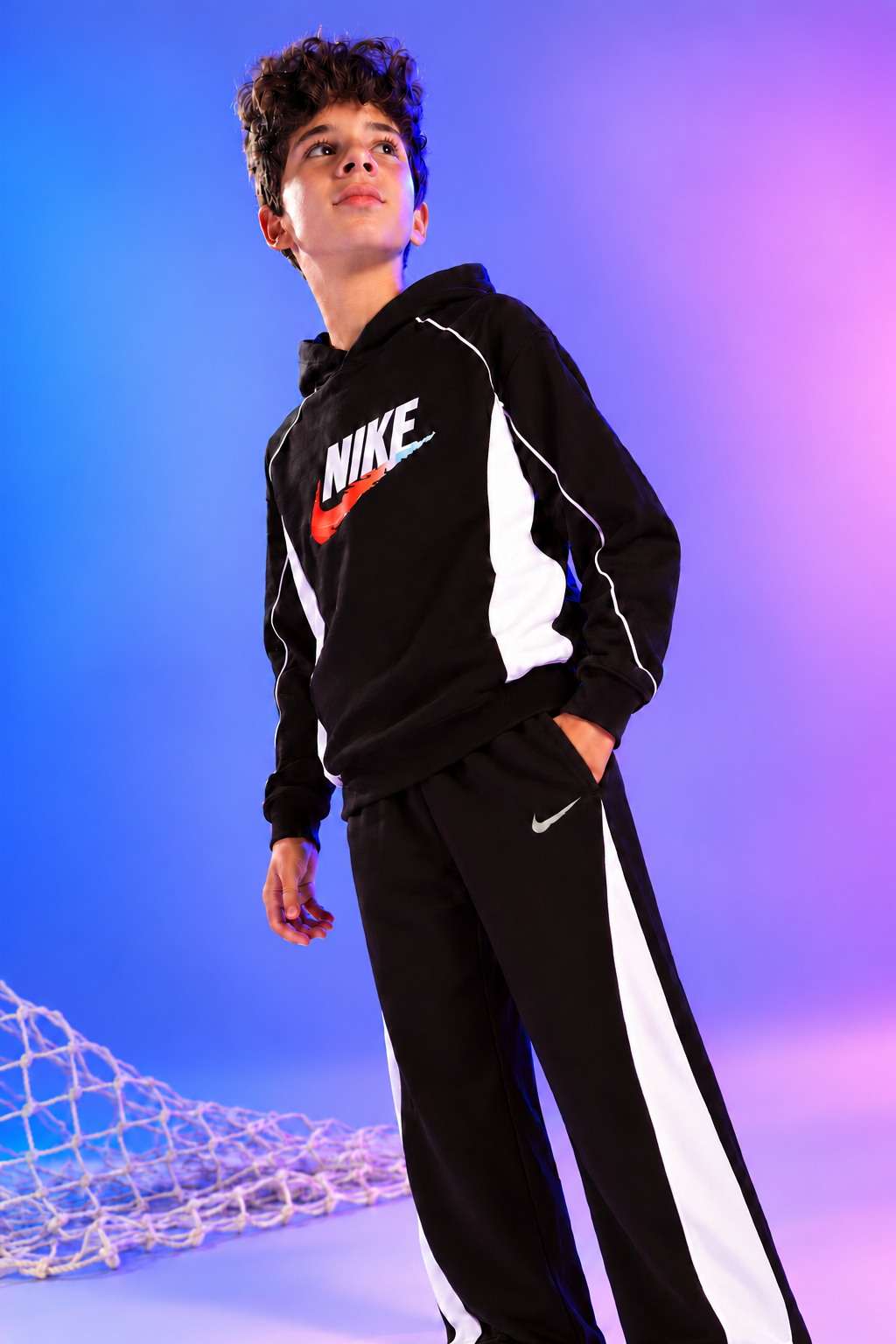 Boys’ Nike Sporty Black & White Tracksuit Set