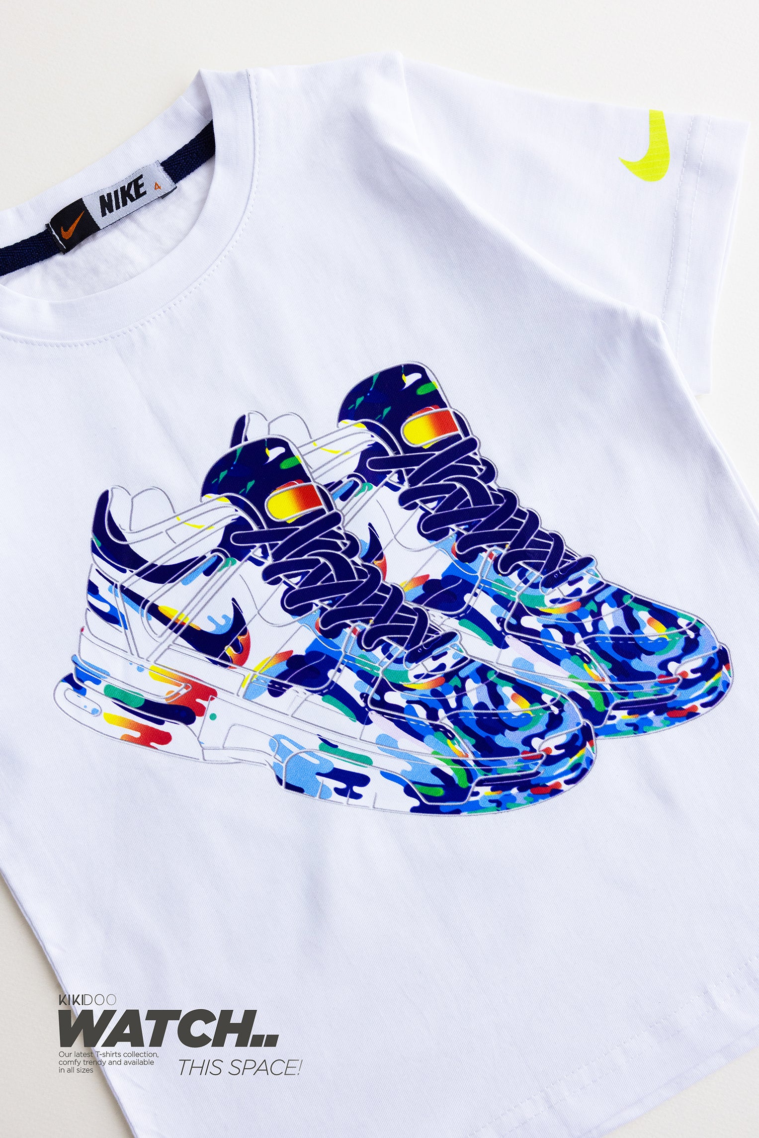 Boys' White T-Shirt with Blue Sneaker Print & Navy Shorts Set