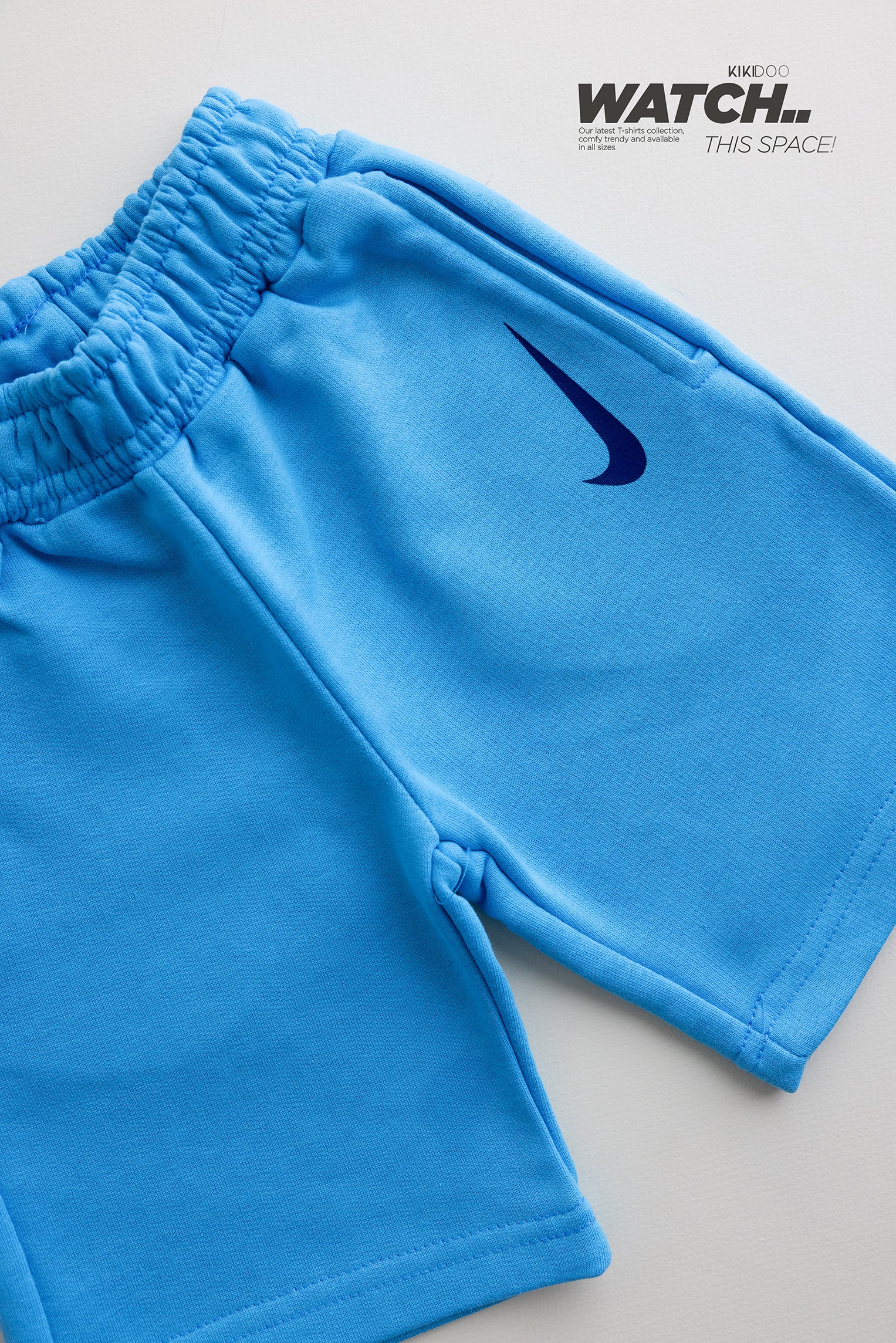 Boys' Black T-Shirt with Colorful Sneaker Print & Cyan Nike Shorts Set