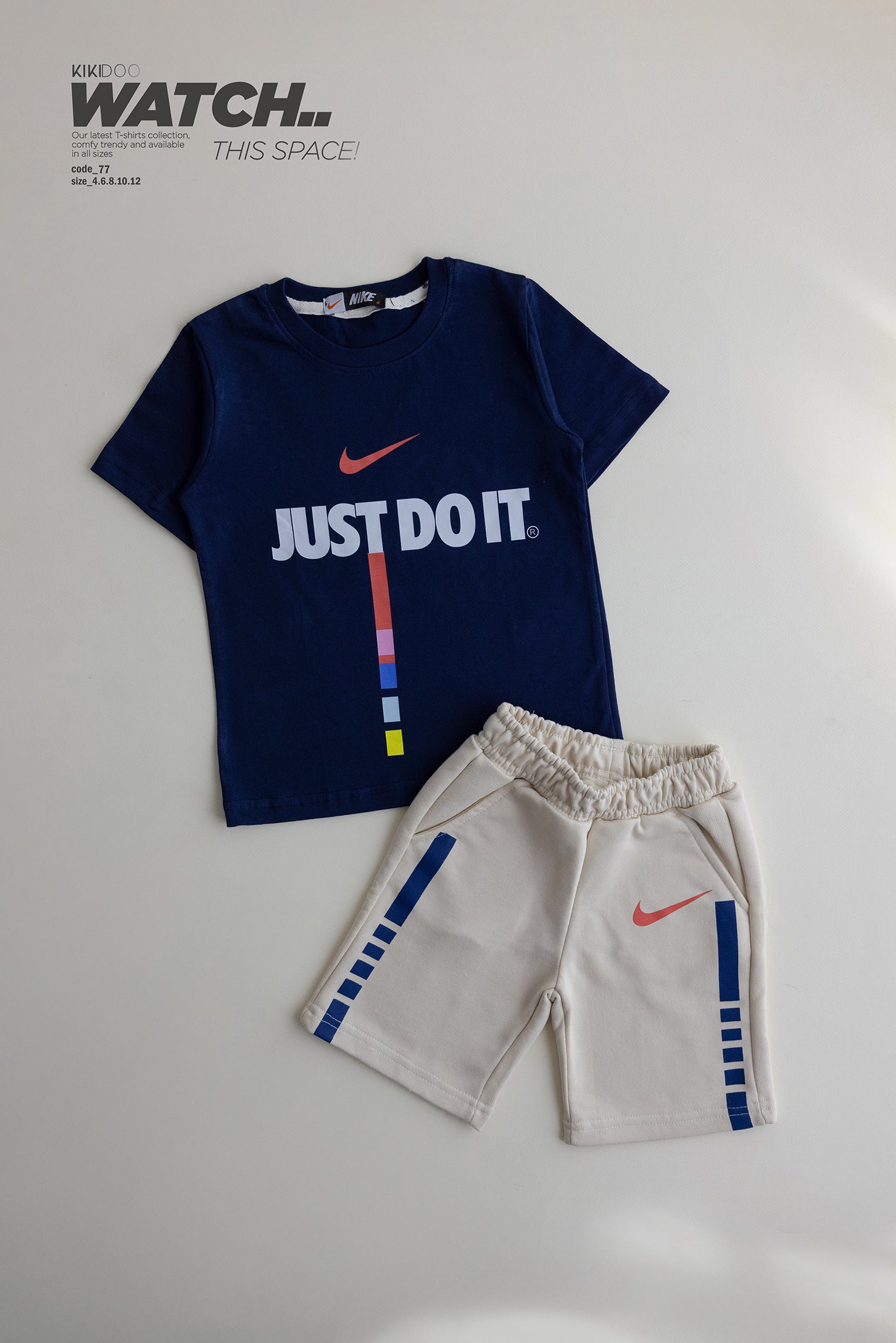 Boys' Nike Just Do It Set – Navy T-Shirt with Cream Shorts