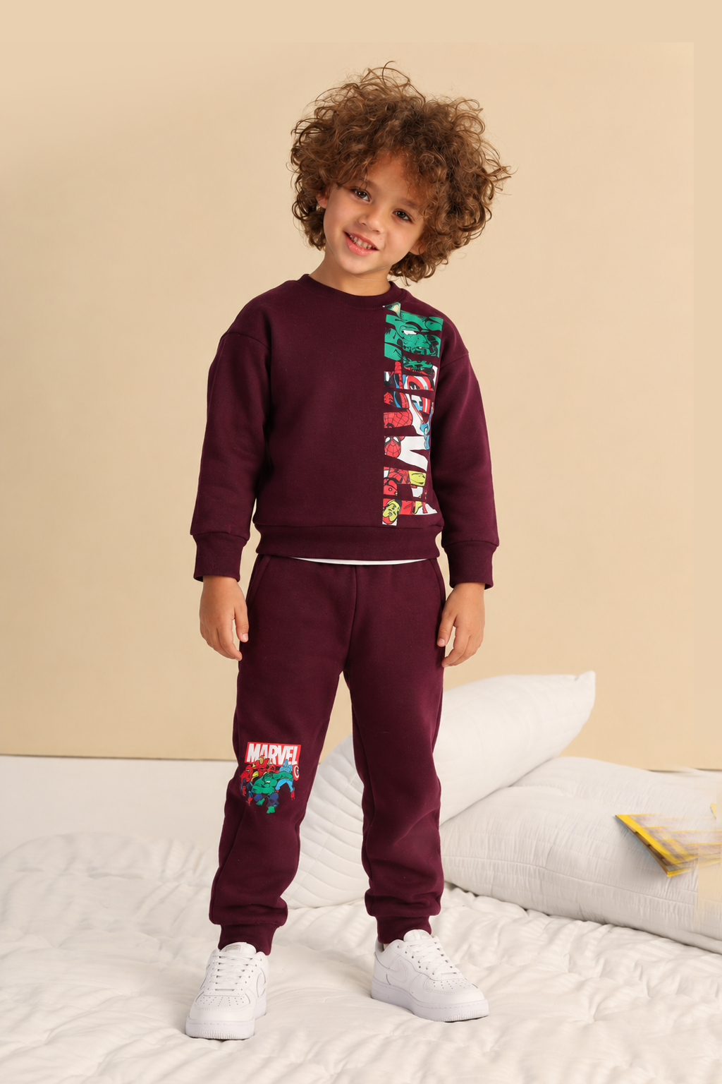 Boys Marvel Graphic Jogger Set – Burgundy