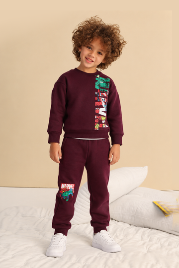 Boys Marvel Graphic Jogger Set – Burgundy