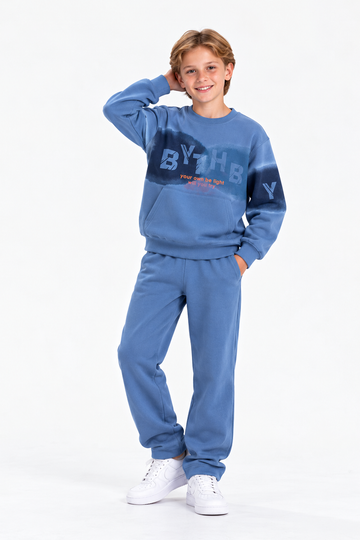 Boys’ Blue Graphic Sweatshirt & Pants Set