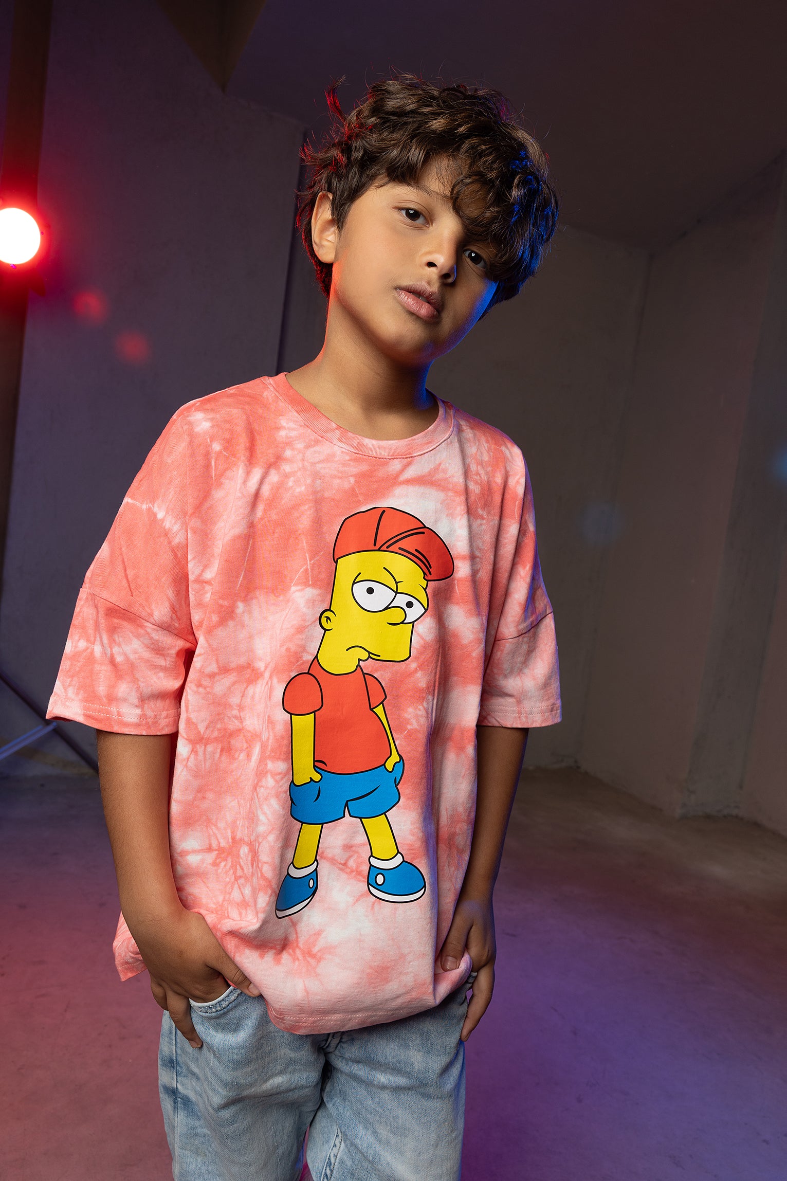 Boys' Cartoon T-Shirt – Bart Simpson Tie-Dye Print