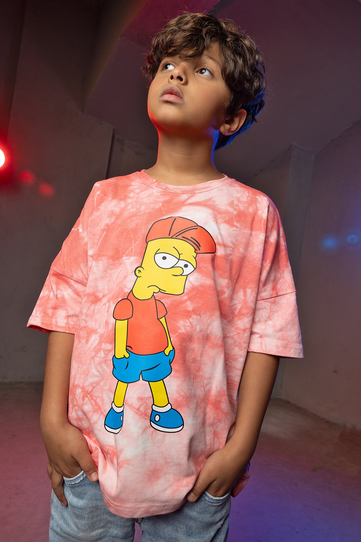 Boys' Cartoon T-Shirt – Bart Simpson Tie-Dye Print
