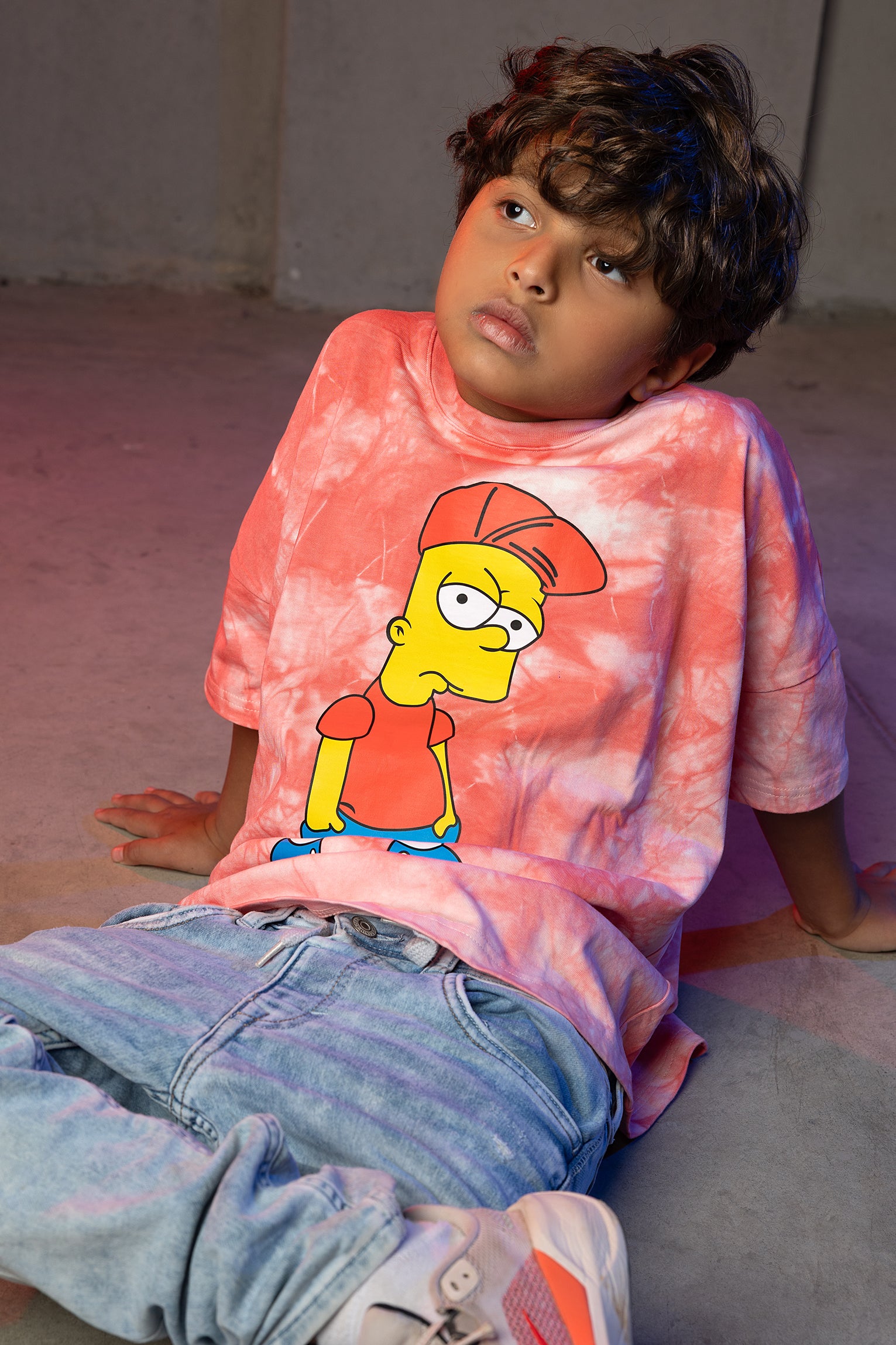 Boys' Cartoon T-Shirt – Bart Simpson Tie-Dye Print