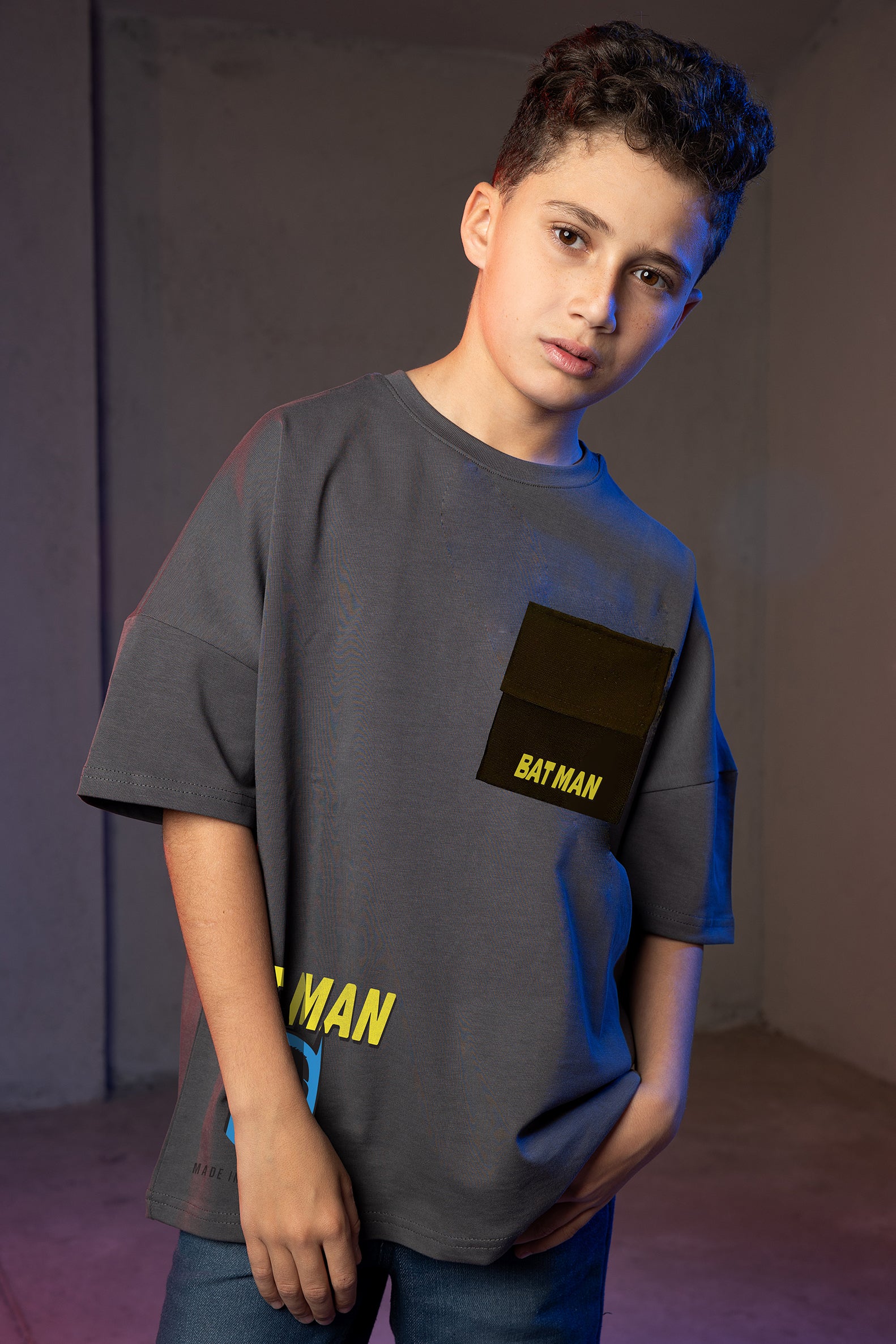 Boys' Batman Pocket T-Shirt - Dark Gray
