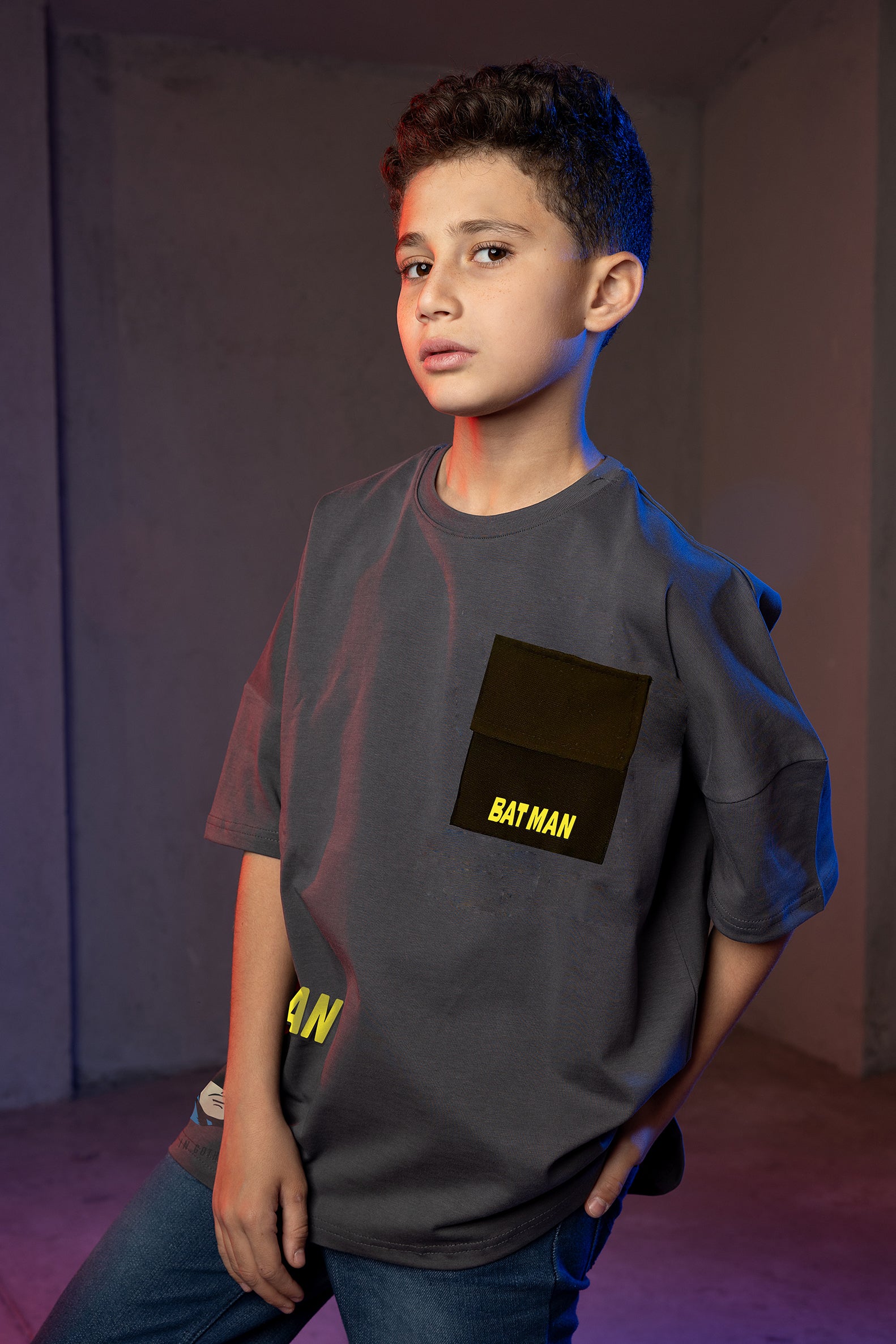 Boys' Batman Pocket T-Shirt - Dark Gray