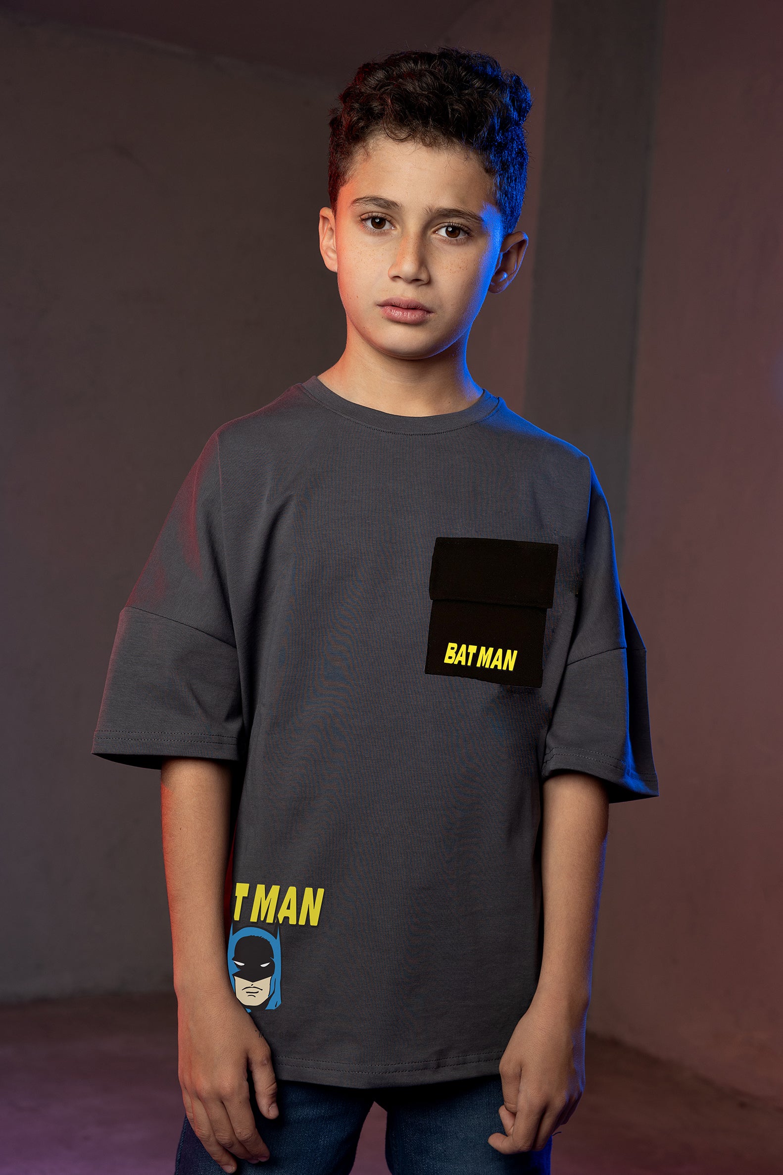 Boys' Batman Pocket T-Shirt - Dark Gray