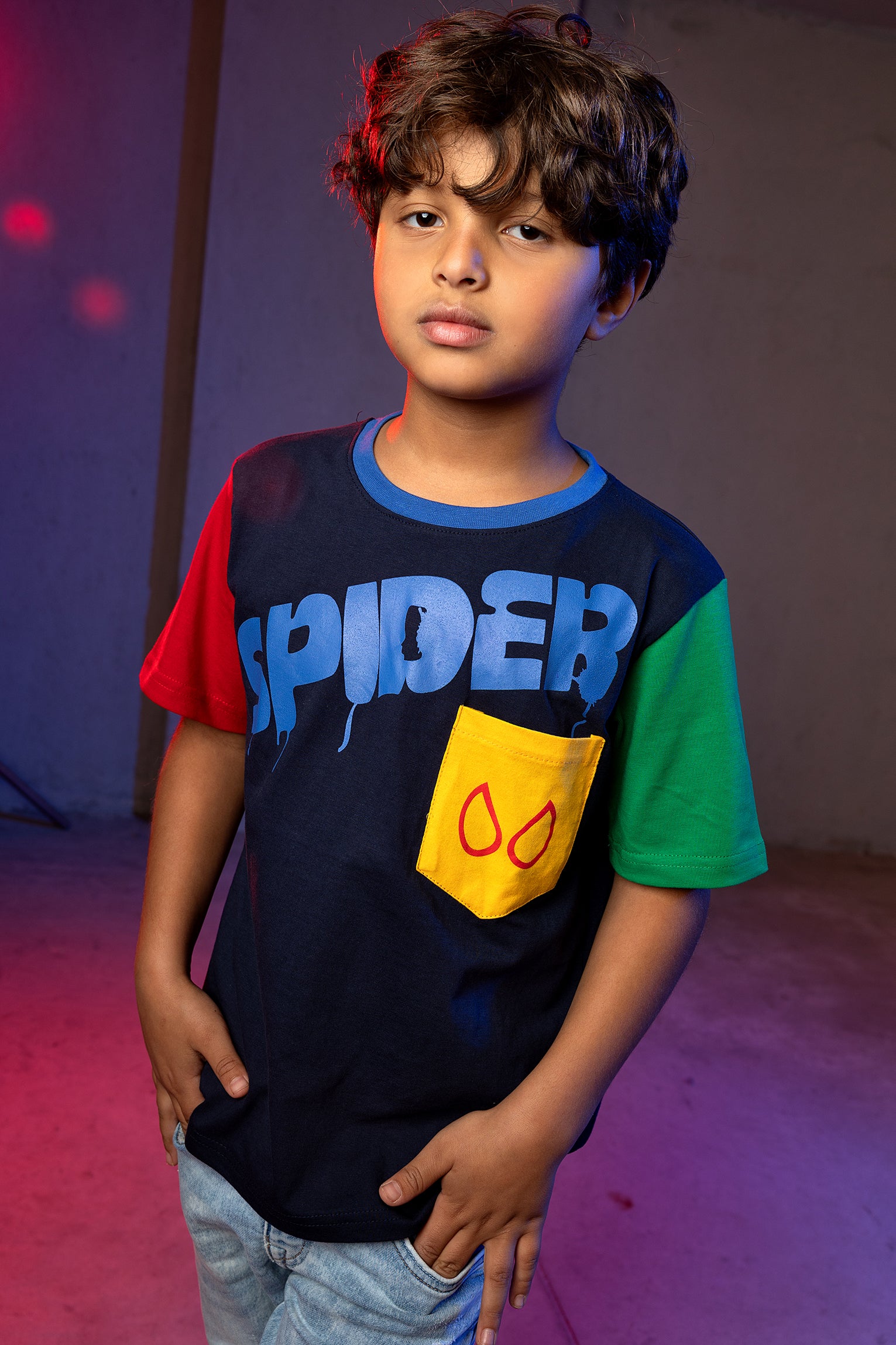 Boys' Spider-Man T-Shirt – Color Block Pocket Design