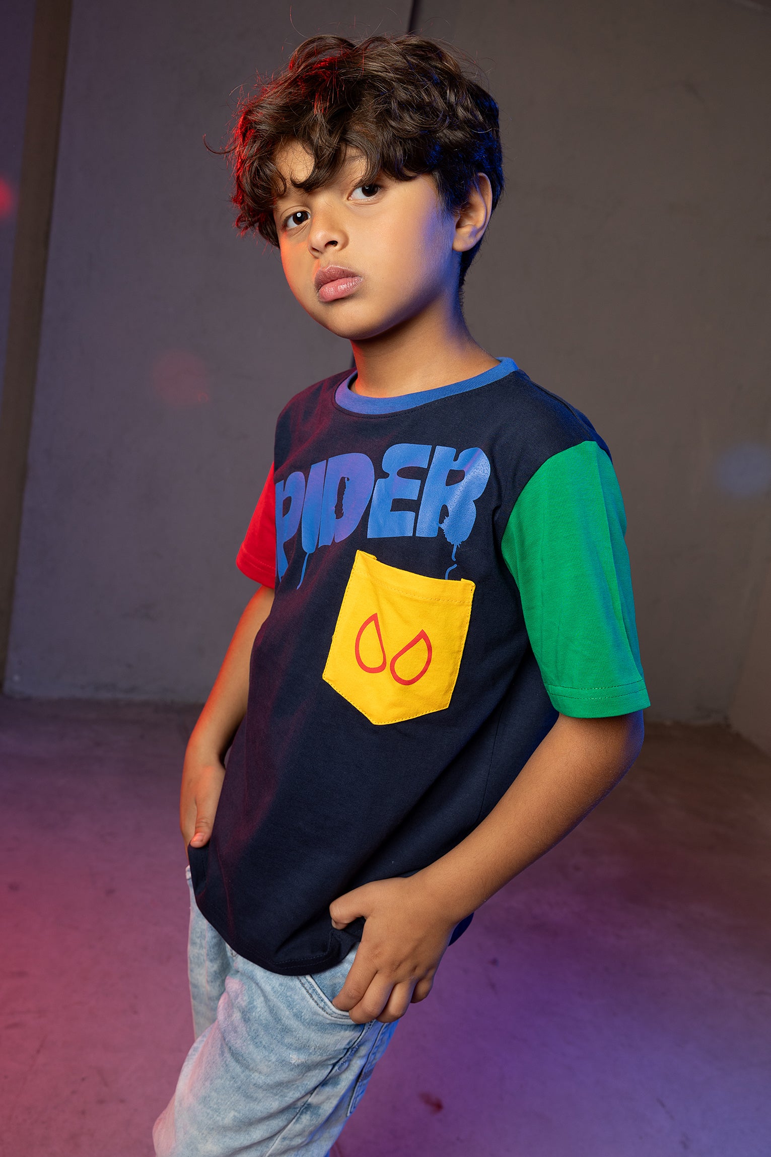 Boys' Spider-Man T-Shirt – Color Block Pocket Design