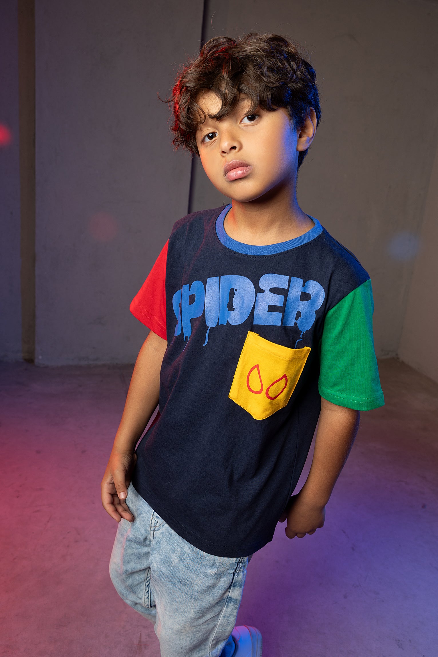 Boys' Spider-Man T-Shirt – Color Block Pocket Design