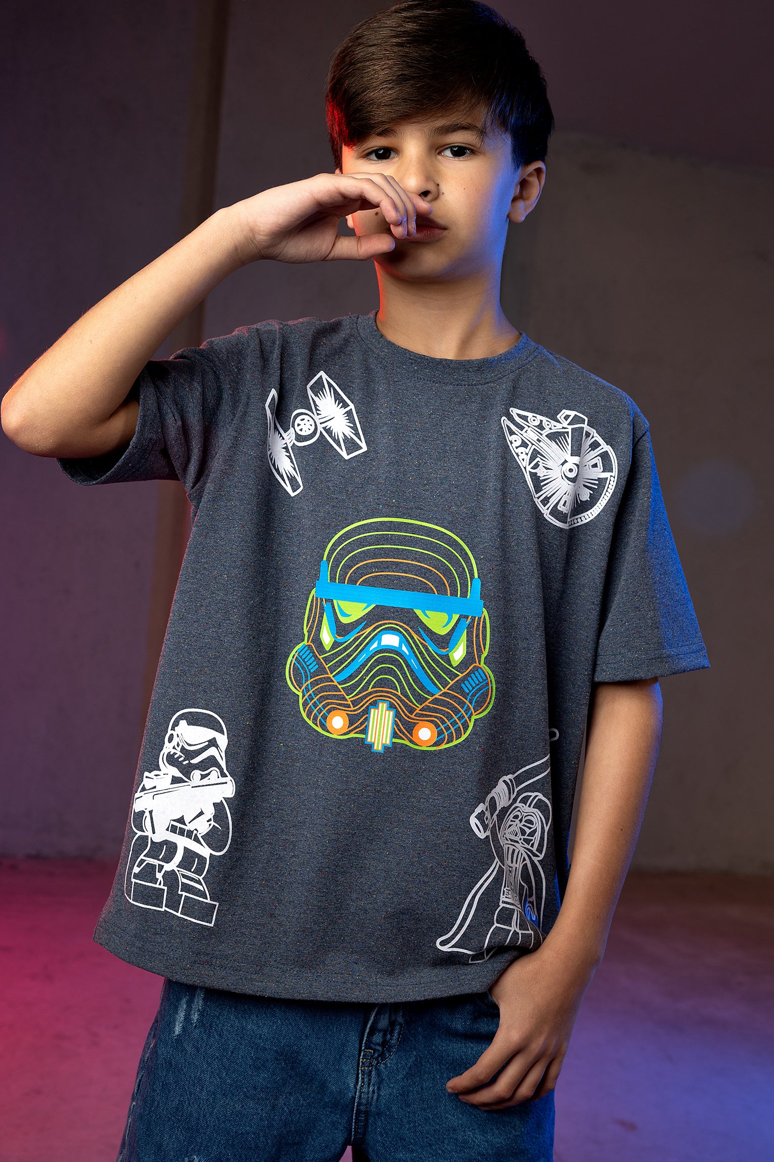Boys' Star Wars T-Shirt – Stormtrooper Neon Graphic Print