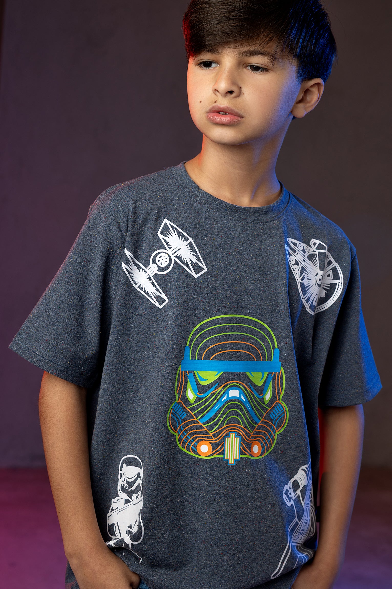 Boys' Star Wars T-Shirt – Stormtrooper Neon Graphic Print